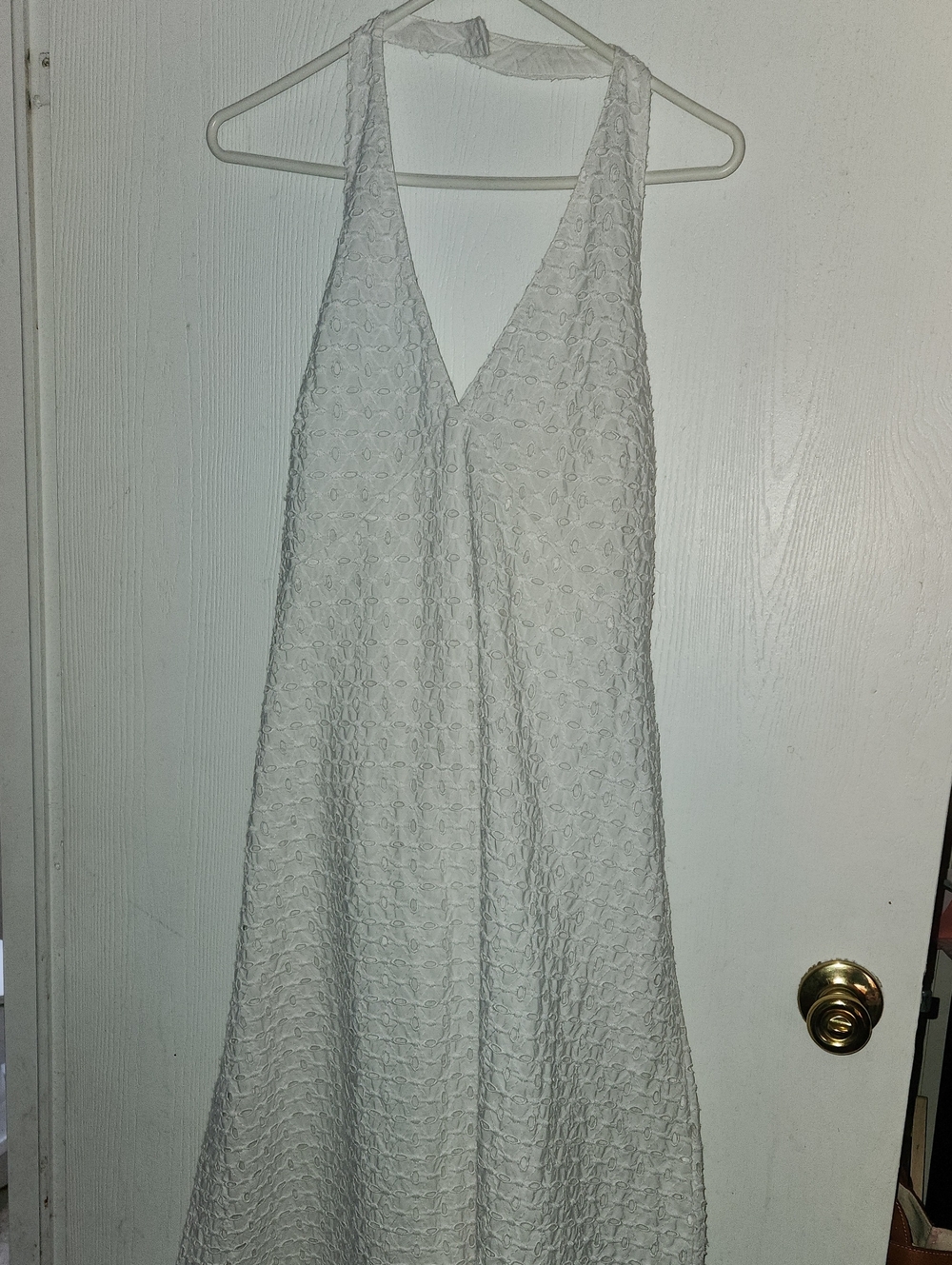 a new day White Textured Backless Halter Dress